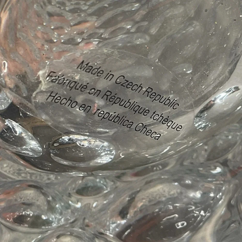 Czech Lead Crystal Vase Tall, Button, Coin Dot Heavy Vase‎ Of A Thousand Bubbles